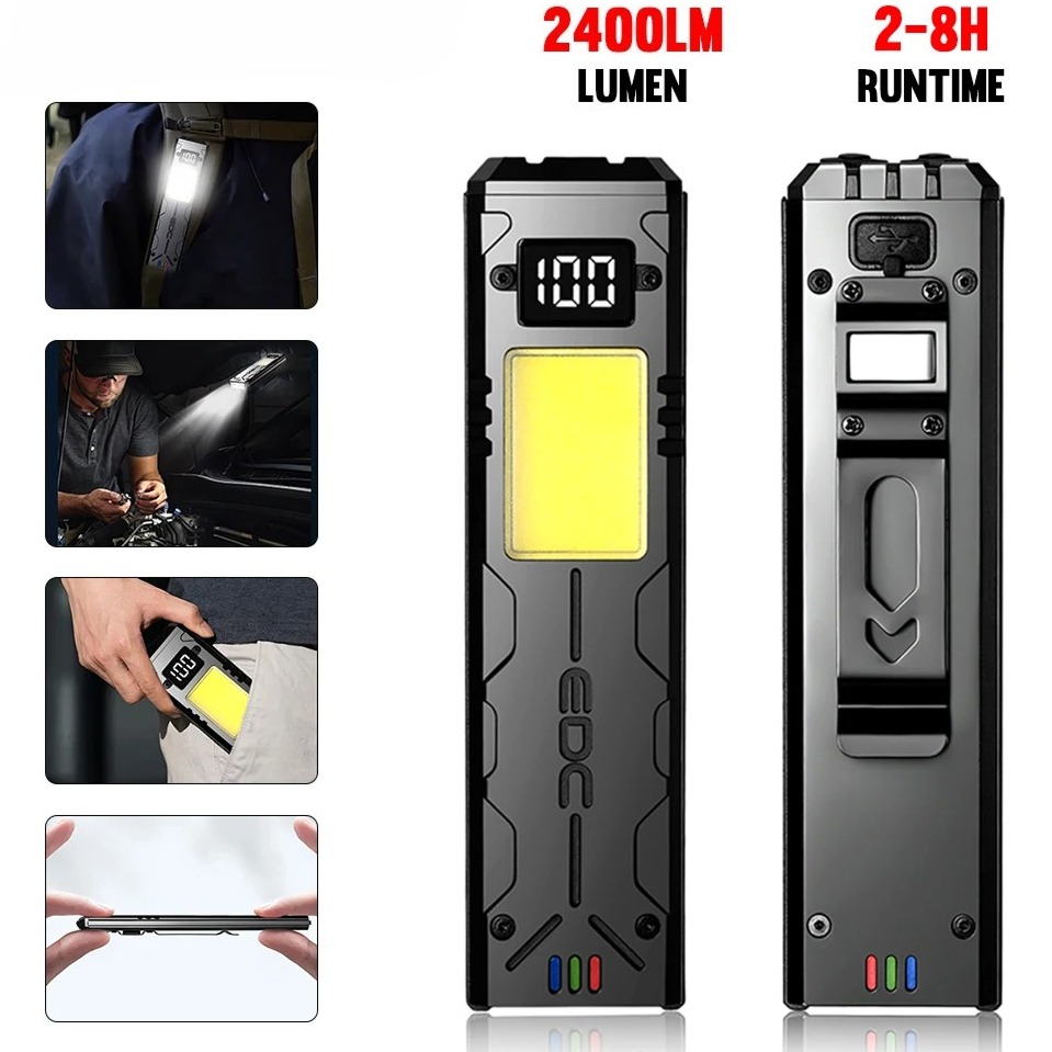 Edc Carry Clip - Multifunctional EDC LED Flashlight Digital Display