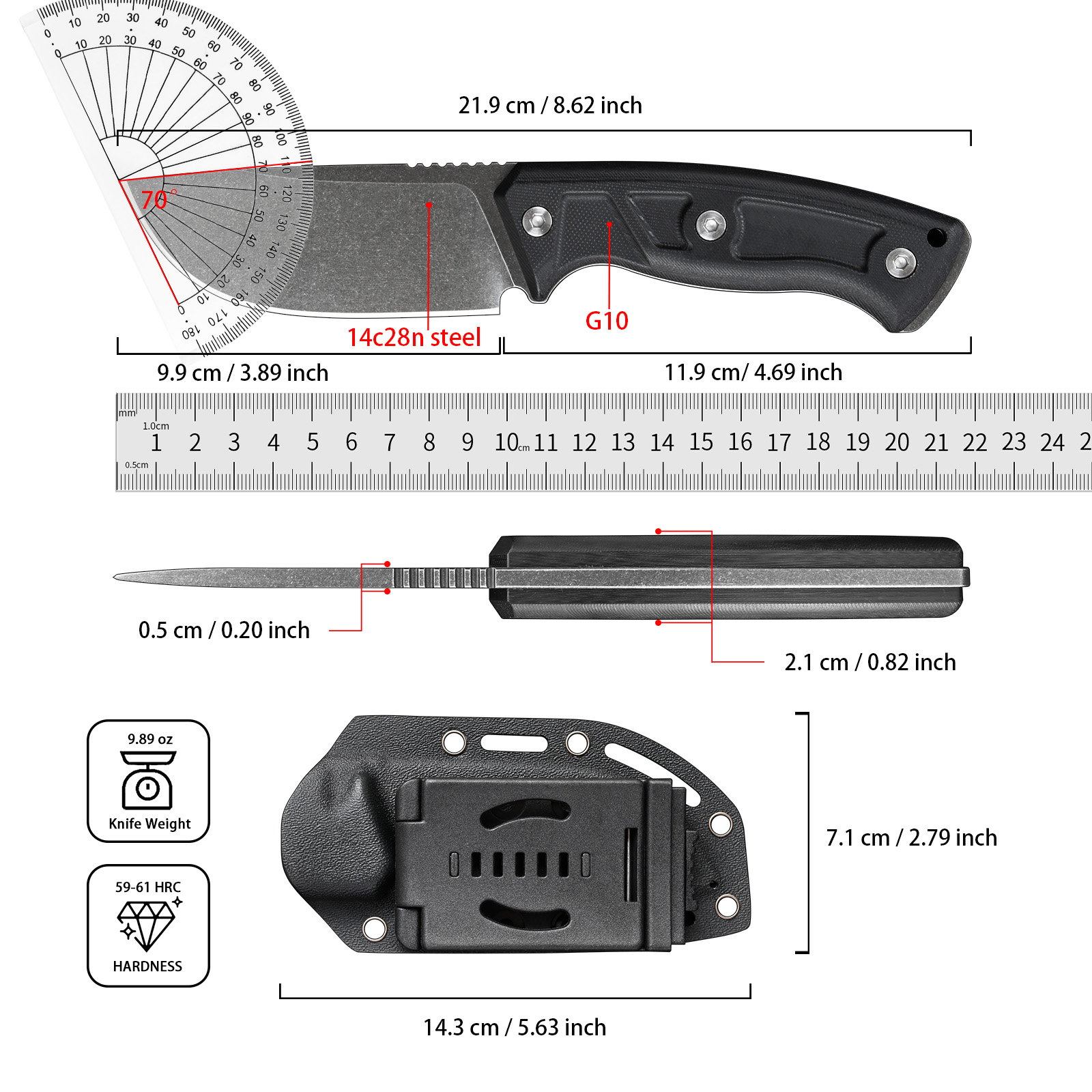 SDOKEDC 14C28N Steel EDC Utili – Edc Fixed Blade Deep Carry Bewertung und Preis